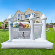 15 FT Commercial Grade White Bounce House with Slide and Ball Pit, Heavy-Duty PVC Inflatable Castle for Weddings, Birthdays, and Party Decorations (Max Load 440 lbs)