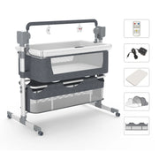 Automatic Baby Bassinet Bedside Sleeper with Remote & Wheels for Newborns