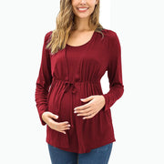 Autumn Winter Long Sleeve Round Neck Breastfeeding Maternity Top