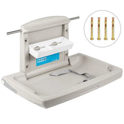 Beige pet grooming table with accessories on a white background
