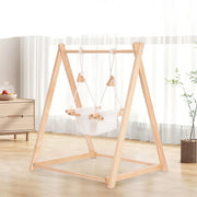 Foldable Wooden Baby Swing with Canvas Seat