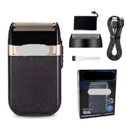 Electric shaver set with accessories on a white background