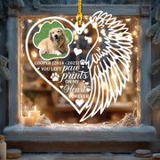 Personalized “You Left Pawprints On My Heart” Dog Memorial Acrylic Ornament –