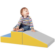 2 Piece Soft Play Set for Toddler Climb and Crawl – Foam Play Structures for Motor Skill Development, Indoor Use (Blue/Yellow)