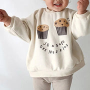 Sudadera con capucha para niños con patrón de pastel: moda de otoño