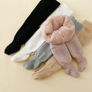 Baby & Kids Fleece-Lined Tights – Ribbed Texture & Winter Layering
