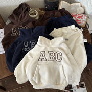Conjunto de sudadera con capucha y forro de piel para niños de invierno - Suéter con capucha y pantalones (2 piezas)