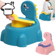 Asiento de entrenamiento para el uso del baño con diseño de dinosaurio para niños pequeños - Soporte alto para la espalda, recipiente extraíble, base antideslizante