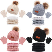 Set de 3 artículos de invierno para bebé: Gorros de punto, Bufanda, Guantes calentitos