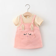 Vestido de princesa a rayas con gato de dibujos animados para bebé (6M-24M)
