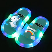 Pantuflas de unicornios de dibujos animados: moda iluminada para niños