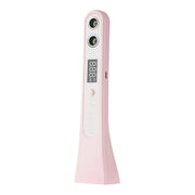 Pink digital thermometer on a white background