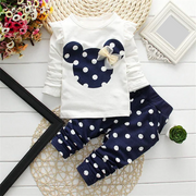 Conjunto de camiseta con lazo y lunares: chándal de moda para niñas