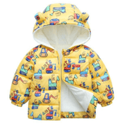 Excavator Toon Pattern Hooded Parka Jacket
