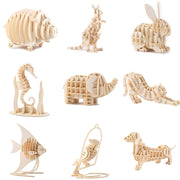 Rompecabezas de madera 3D | Animales lindos | Regalo para tus hijos