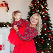 Plaid Long Sleeve Mommy and Me Matching Dress