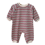 Floral Pattern Knitted Long Sleeve Romper