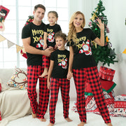 Family Matching Pajamas Set Short Sleeve Tops And Long Pants