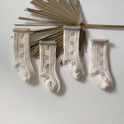 Calcetines de calcetín tobillero con volantes estampado de flores para niños