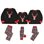Family Matching Pajamas Set Elk Pattern Mom Dad Kids