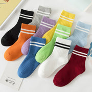 Calcetines Infantiles Algodón Rayas Blancas