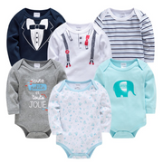 6 Pcs Bundle Cartoon Print Baby Boy Long Sleeve Onesies