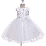 Multi Layer Mesh Beaded Top Wedding Flower Girl Party Dress