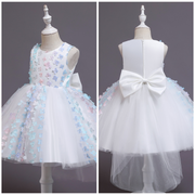 Ombre Floral and Pearl Applique Design Princess Party Dress