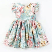 Teal Floral Simple Dress