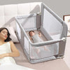 3-in-1 Folding Baby Co-Sleeper Bassinet, Height Adjustable Bedside Crib with Full Mosquito Net,