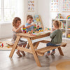 Kids 3-in-1 Outdoor Picnic Table – Water & Sand Play with Umbrella for Ages 3–7