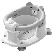 Gray bear-shaped bath seat with a smiley face on a white background