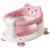 Pink bear-shaped children's seat with white base on a white background