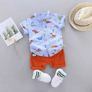 Dinosaur Print Stand-up Collar Set for Infants and Toddlers