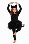 Kids October Night Cat Costume – Cozy Cat Pajama Outfit with Cat-Ear Hat, Tutu Skirt & Tail