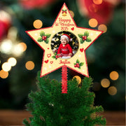 Personalized Baby’s 1st Christmas Photo Tree Topper 