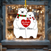Personalized Bear Family Heart Christmas Acrylic Ornament