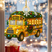 Personalized Best School Bus Driver Wooden Ornament 