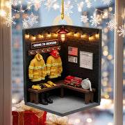 Personalized Firefighter Room Wooden Ornament