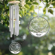 Personalized Memorial Round Glass Wind Chime – Engraved Sympathy Gift for Loss of Loved One