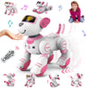 Interactive Stunt Robot Dog Toy with Voice Command, Touch Sensor, Programmable Mode, Music, and LED Expression Screen (Pink/Blue)
