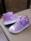 Girls Holographic Scale Princess Shoes – Mid-Top Canvas with Adjustable Strap | All-Season | Sizes 19–36