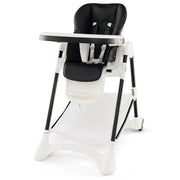 Folding Baby High Chair with 6-Level Height & 5-Position Recline, Detachable Double Tray (Dishwasher Safe), and Rolling Wheels for Easy Storage (6–36 Months)