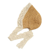 Lindo sombrero de paja de encaje para el sol: gorra panamá de ala ancha 