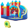 Castillo inflable para niños con tobogán, trampolín, piscina de agua y pared de escalada, gran parque de actividades inflable con soplador de 450W y estacas para el suelo (máx. 90 kg)