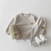 Conjunto de sudadera con osito de moda para niños pequeños 