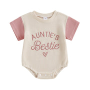 Summer Baby Girl Romper – Contrast Color Letter Embroidery
