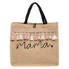 Women’s Tote Bag – "Mama" Letter Print Linen Handbag