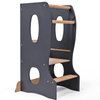 Stable Montessori Learning Tower – Wooden Growing Chair & Kitchen Helper for Kids Ages 1–7 (Grey)
