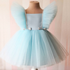 Plain Puffy Mesh Sleeves Baby Girl Formal Party Dress